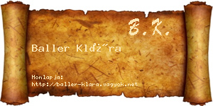 Baller Klára névjegykártya